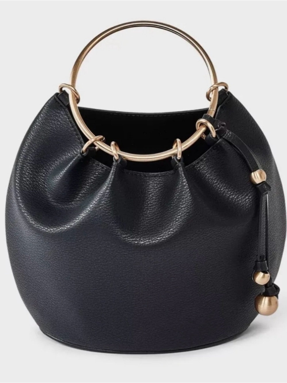 A New Day Black Mini Bucket Bag with Gold Ring Handle - Picture 2 of 5